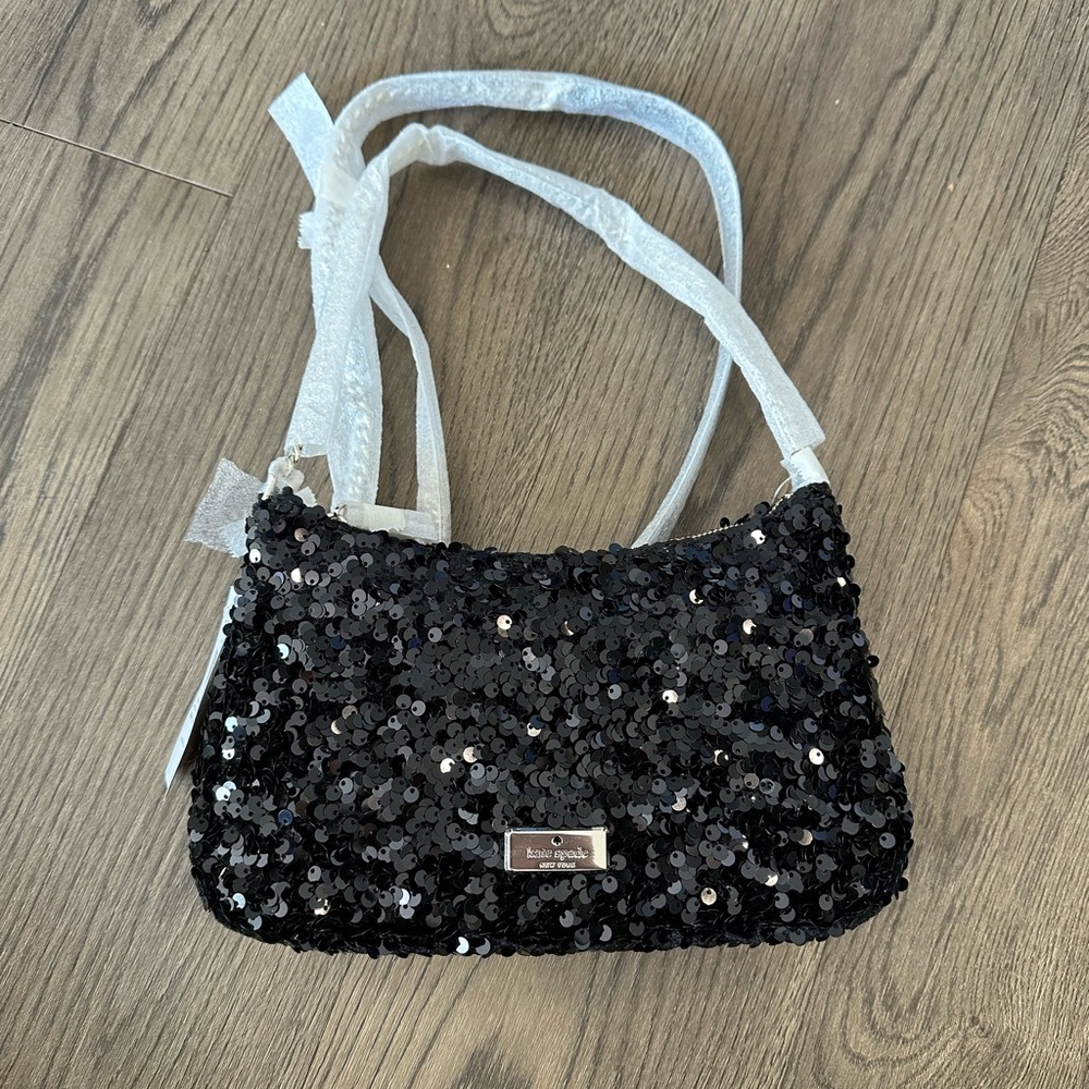 NWT Kate Spade black sequin crossbody